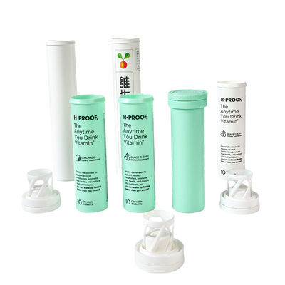 Effervescent Tablet Pills Packaging Container with Twist Lock PP Collar and Base Material