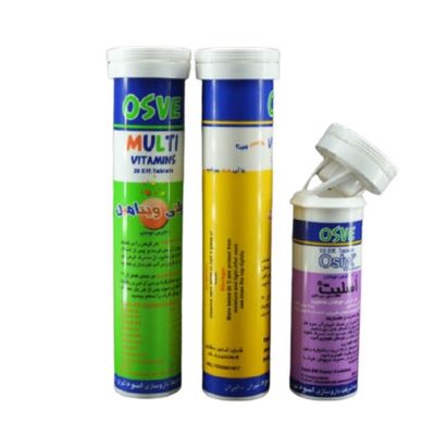 Custom Printed Childproof Plastic Tubes for Long White Effervescent Tablet Packaging
