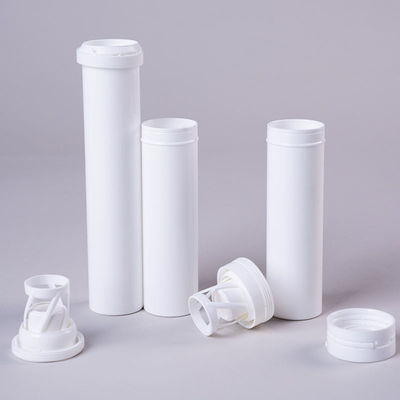 OEM Effervescent Tablet Container White Straight Print Custom Tube with Desiccant Cap