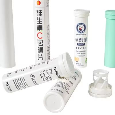 Food Grade PP Customized Design White Long Size Empty Effervescent Tablet Tube Bottle